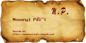 Mosonyi Pál névjegykártya